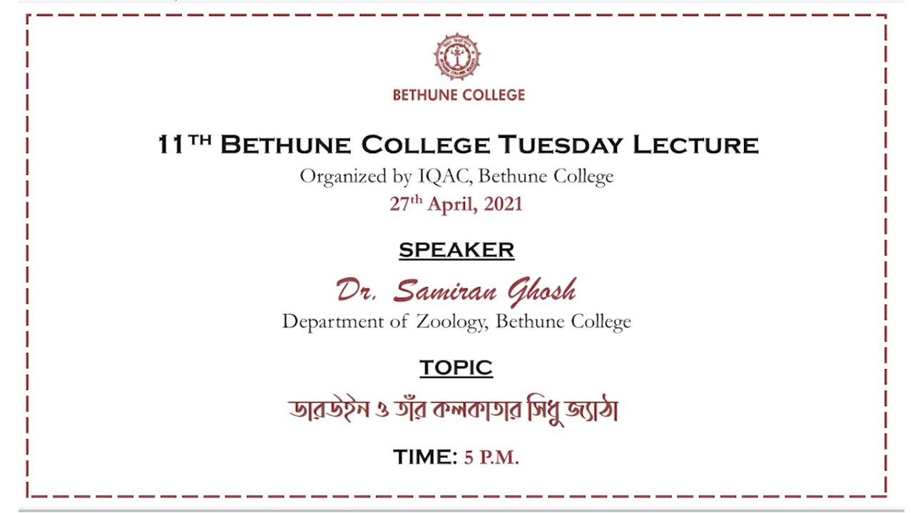 Tuesday Lecture 11 : 27 Apr 2021